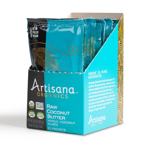 Box of Artisana Raw Coconut Butter 10 Snack Packets