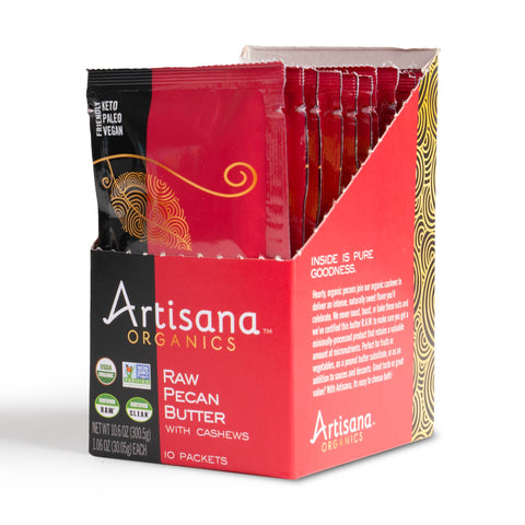 Box of Artisana Raw Pecan Butter 10 Snack Packets