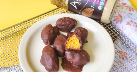 Chocolate butter finger nuggets on a plate