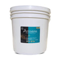 A white plastic bucket of Artisana Organics Raw Coconut Butter with a teal and black label, set against a plain white background.