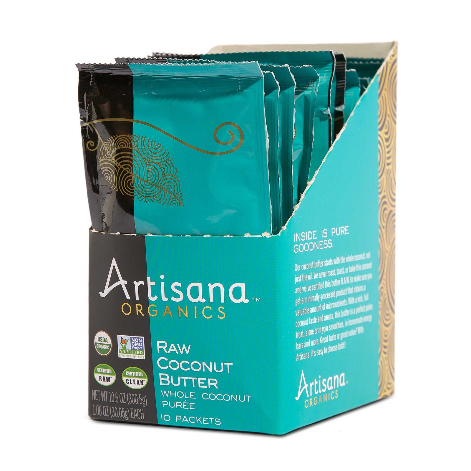 Box of Artisana Raw Coconut Butter 10 Snack Packets