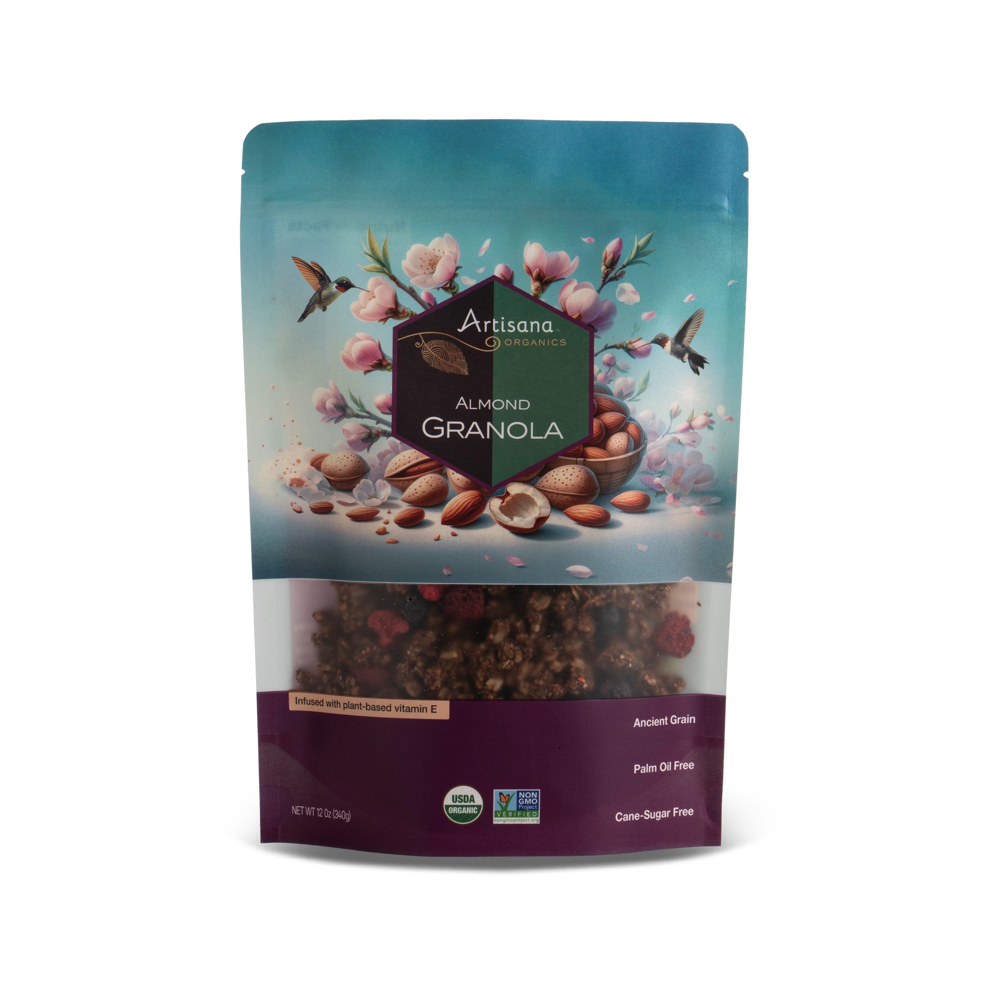 Bag of Almond Granola, front side