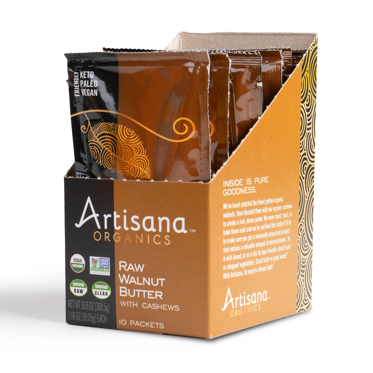 Box of Artisana Raw Walnut Butter 10 Snack Packets