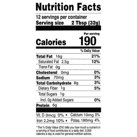 Nutrition Facts Label for 12 servings per container.