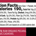 Nutrition Facts & Ingredients label for Pecan Cashew Butter