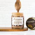 Gingerbread Pecan Butter with spoon dipped inside.